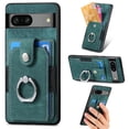 thumbnail image 1 of SaniMore Compatible with Google Pixel 8 Case, Wallet Stand Elastic Credit Card Slot Magnetic Car Mount Ring Holder Premium PU Leather Protection Cover for Google Pixel 8 6.1-inch, Green, 1 of 9