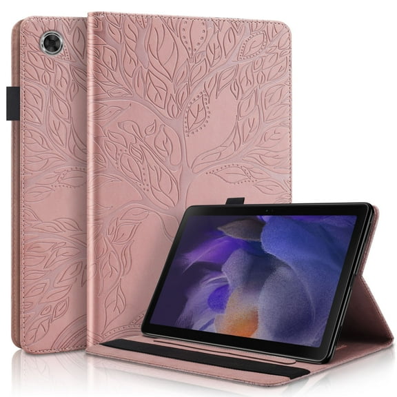 SaniMore Compatible with Samsung Galaxy Tab A8 10.5" SM-X200/X205 2022, Durable Shockproof Premium PU Leather Life Tree Embossed Tablet Case (Rosegold)