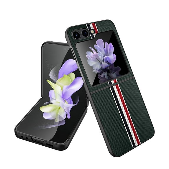 SaniMore Compatible with Samsung Galaxy Z Flip 5 Folding Case, with Tempered Glass Lens Film Ultra-Thin Solid PC Shockproof Military Grade Protection Cover for Galaxy Z Flip 5 6.7-inch, Green