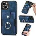 thumbnail image 1 of SaniMore Compatible with iPhone 14 Plus Case, Wallet Stand Elastic Credit Card Slot Magnetic Car Mount Ring Holder Premium PU Leather Protection Cover for iPhone 14 Plus 6.7-inch, Blue, 1 of 9
