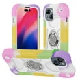 thumbnail image 1 of SaniMore Compatible with iPhone 15 Case 6.1 Inch with Ring Stand, [Soft Silicone and Hard Plastic] Heavy-Duty Military Grade Shockproof Phone Cover for iPhone 15, Colorful Beige, 1 of 7