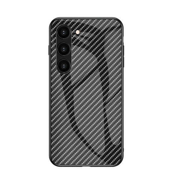 SaniMore Cover Compatible with Samsung Galaxy S23 6.1" 2023, Rugged Carbon Fiber Glass Backplane Shockproof TPU Bumper Luxury Eye-catching Anti-drop Heavy Duty Protective Case For Galaxy S23, Black