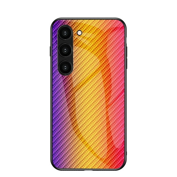 SaniMore Cover Compatible with Samsung Galaxy S24 Plus, Rugged Carbon Fiber Glass Backplane Shockproof TPU Bumper Luxury Eye-catching Anti-drop Heavy Duty Protective Case For S24 Plus, Gold