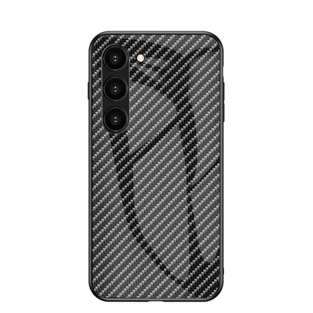 SaniMore Cover Compatible with Samsung Galaxy S24, Rugged Carbon Fiber Glass Backplane Shockproof TPU Bumper Luxury Eye-catching Anti-drop Heavy Duty Protective Case For Galaxy S24, Black