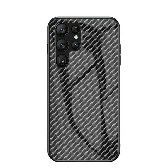 SaniMore Cover Compatible with Samsung Galaxy S24 Ultra, Rugged Carbon Fiber Glass Backplane Shockproof TPU Bumper Luxury Eye-catching Anti-drop Heavy Duty Protective Case, Black