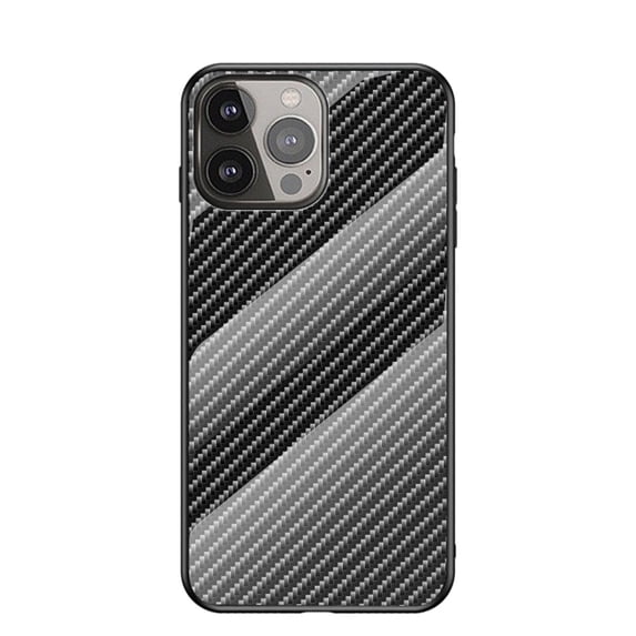 SaniMore Cover Compatible with iPhone 14 Pro Max 6.7" 2022, Rugged Carbon Fiber Glass Backplane Shockproof TPU Bumper Luxury Eye-catching Anti-drop Heavy Duty Protective Case, Black