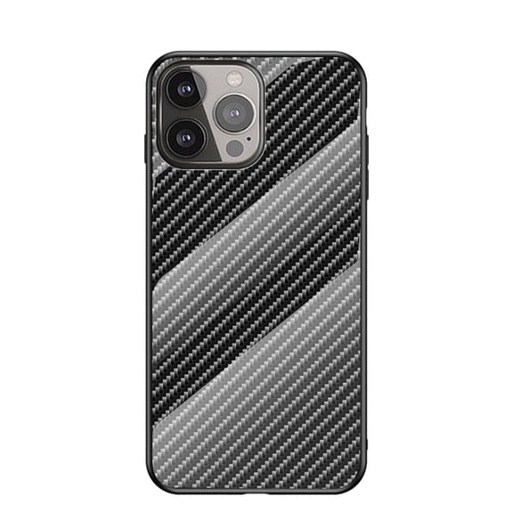 SaniMore Cover Compatible with iPhone 14 Pro Max 6.7" 2022, Rugged Carbon Fiber Glass Backplane Shockproof TPU Bumper Luxury Eye-catching Anti-drop Heavy Duty Protective Case, Black