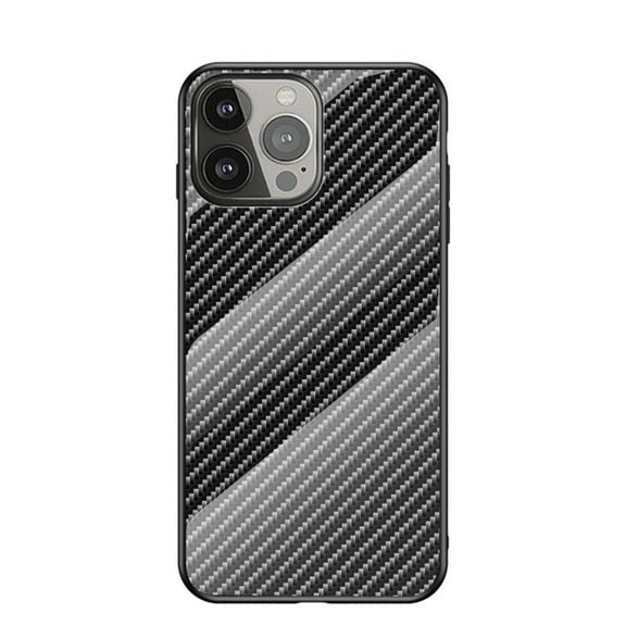 SaniMore Cover for iPhone 15 Pro Max (6.17" 2023), Rugged Carbon Fiber Glass Backplane Shockproof TPU Bumper Luxury Eye-catching Anti-drop Heavy Duty Protective Cover, Black