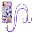 thumbnail image 1 of SaniMore Crossbody Design Case for Motorola Moto G Power 2022 (6.5"), Adjustable Shoulder Strap Shockproof TPU Silicone Floral Back Cover for Girls Women [Slim Lightweight] Cord Cover, Purple Begonia, 1 of 7
