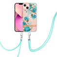 thumbnail image 1 of SaniMore Crossbody Design Case for iPhone 15 (6.1" 2023), Adjustable Shoulder Strap Shockproof TPU Silicone Floral Back Cover for Girls Women [Ultra-slim Lightweight] Cord Cover, Blue Rose, 1 of 5