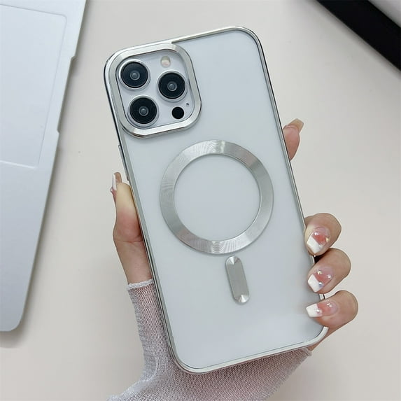 SaniMore Designed for iPhone 16 Pro Clear Case, Support Mag-Safe Wireless Charging Shockproof Transparent Powerful Magnetic All-Round Protection Phone Case for iPhone 16 Pro, Silver