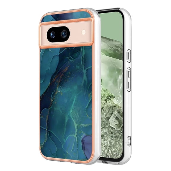 SaniMore Electroplated Marble Case for Google Pixel 8 Pro, Shockproof Protection Cover Support Magnetic Wireless Charging Soft TPU Bumper Transparent Ultra-Slim for Google Pixel 8 Pro, Green
