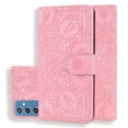 thumbnail image 1 of SaniMore Embossing Flip Wallet Case for Samsung Galaxy A54 5G, [RFID Blocking] PU Leather Cover with Card Holder & Kickstand Wrist Strap Magnetic Clasp All-Inclusive Protective Shell, Pink, 1 of 10