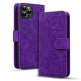 thumbnail image 1 of SaniMore Embossing Flip Wallet Case for iPhone 13 Pro, [RFID Blocking] PU Leather Cover with Card Holder & Kickstand Wrist Strap Magnetic Clasp All-Inclusive Protective Shell, Purple, 1 of 8