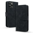 thumbnail image 1 of SaniMore Embossing Flip Wallet Case for iPhone 14 Pro, [RFID Blocking] PU Leather Cover with Card Holder & Kickstand Wrist Strap Magnetic Clasp All-Inclusive Protective Shell, Black, 1 of 8