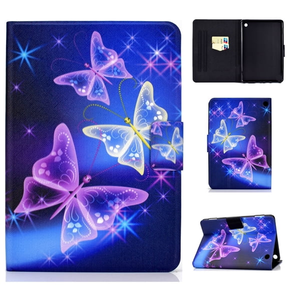 SaniMore for Fire 7" 12th Gen 2022 Wallet Case, Auto Wake/Sleep Flip Folio Case Card Holder Kickstand PU Leather Tablet Cover Shockproof TPU Backplane Fashion Case, Star Butterfly