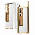 thumbnail image 1 of SaniMore Fit Samsung Galaxy Z Fold 5 Case Hinge Protection, Z Fold 5 Electroplate PC Hybrid Leather Case with S Pen Holder Magnetic Kickstand & Screen Protector All-Inclusive Case, Silver+Gold, 1 of 8