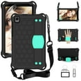 thumbnail image 1 of SaniMore Galaxy Tab A7 Lite 2021 Case wih Screen Protector, Case for Samsung Galaxy Tab A7 Lite 8.7 SM-T220, Rugged Shockproof Cover with Hand Strap, Kickstand, Carrying Shoulder Strap, Black+Mint, 1 of 8