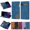 thumbnail image 1 of SaniMore for Google Pixel 6 Case with Card Slot, Line Stitching Metal Button Zipper Wallet PU Leather Cover with Folio Flip Kickstand + Hand Strap Shockproof Protective Shell, Blue, 1 of 7