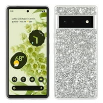SaniMore for Google Pixel 6 Pro 6.7" Glitter Case, Flexible TPU Anti-Fingerprint Anti-Scratch Heavy Duty Full Body Protective Case for Google Pixel 6 Pro Women Ladies, Silver