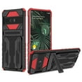 thumbnail image 1 of SaniMore for Google Pixel 6 Pro Camera Protection Case, Rugged PC Back & TPU Bumpers Cover with Invisible Sliding Card Slot & Kickstand Upgraded Military Shockproof Protective Shell, Red, 1 of 10