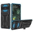 thumbnail image 1 of SaniMore for Google Pixel 6 Pro Camera Protection Case, Rugged PC Back & TPU Bumpers Cover with Invisible Sliding Card Slot & Kickstand Upgraded Military Shockproof Protective Shell, Blue, 1 of 10