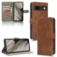 thumbnail image 1 of SaniMore for Google Pixel 6 Pro Premium PU Leather Case, [RFID Blocking] Card Holder Magnetic Wallet Cover with Practical Bracket + Detachable Wrist Strap Shockproof Protective Shell, Brown, 1 of 8
