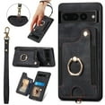 thumbnail image 1 of SaniMore for Google Pixel 6 Pro Wallet Case, [RFID Blocking] Elastic Card Slot Vehicle Magnetic PU Leather Ring Holder & Lanyard Stand Money Pocket Protective Cover for Google Pixel 6 Pro, Black, 1 of 12
