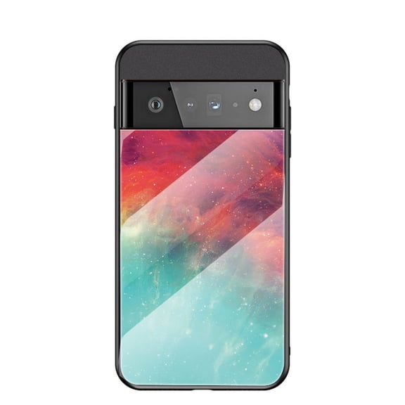 SaniMore for Google Pixel 6A 6.1 2022 Case, Toughened Glass & TPU Bumpers Anti-Fall Strong Lightweight Starry Sky Glass Full Body Protective Cover for Google Pixel 6A, Colorful Star