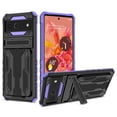 thumbnail image 1 of SaniMore for Google Pixel 6A Camera Protection Case, Rugged PC Back & TPU Bumpers Cover with Invisible Sliding Card Slot & Kickstand Upgraded Military Shockproof Protective Shell, Purple, 1 of 10