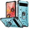 thumbnail image 1 of SaniMore for Google Pixel 6A Multi-Functional Case, Rugged PC Magnetic Cover Built-in Car Mount & 360° Rotatable Metal Ring Kickstand Military Grade Shockproof Protective Shell, Lightblue, 1 of 8