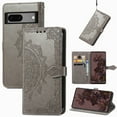 thumbnail image 1 of SaniMore for Google Pixel 7 6.3" 2022 Wallet Case with Embossed Mandala PU Leather Flip Protection Wrist Strap Credit Card Holder Pocket Kickstand Shockproof Case For Google Pixel 7, Gray, 1 of 6