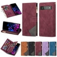thumbnail image 1 of SaniMore for Google Pixel 7 Case with Card Slot, Line Stitching Metal Button Zipper Wallet PU Leather Cover with Folio Flip Kickstand + Hand Strap Shockproof Protective Shell, Winered, 1 of 7