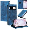 thumbnail image 1 of SaniMore for Google Pixel 7 Case, PU Leather Embosed Mandala Flower Wallet Protective Phone Cover Card Slots Pocket Purse Women Men Kickstand Vintage Shockproof Anti-fall Shell, Blue, 1 of 9