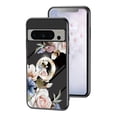 thumbnail image 1 of SaniMore for Google Pixel 7 Pro Case, 31 Diamonds Glass Vehicle Magnetic Support Flexible TPU Flower Pattern Cover with 360° Rotatable Ring Kickstand Shockproof Protective Shell, Black Flower, 1 of 9