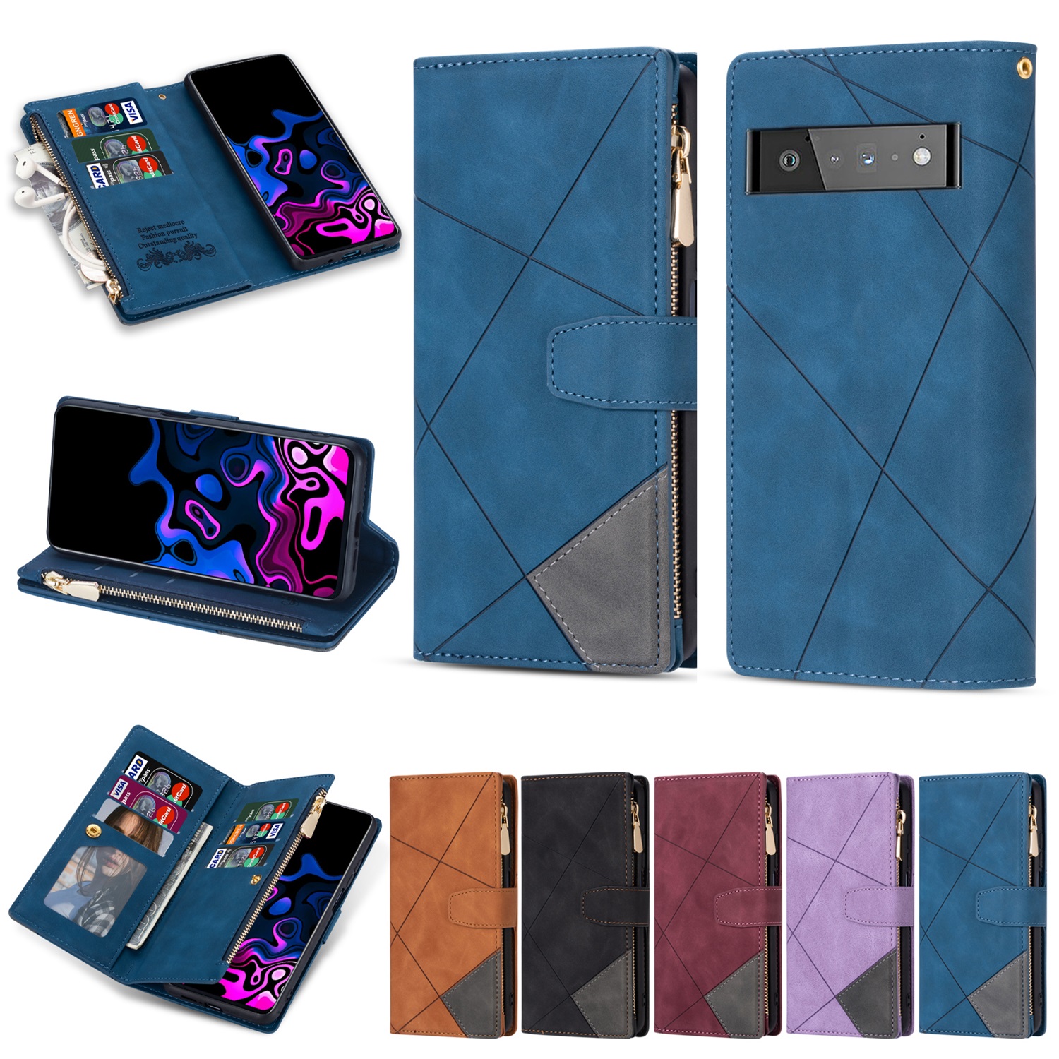 SaniMore for Google Pixel 7 Pro Case with Card Slot, Line Stitching ...