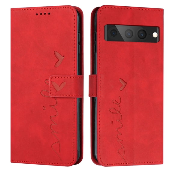 SaniMore for Google Pixel 7 Pro Case with RFID Blocking Cash & Card Slots, Scratch Proof Wallet Soft TPU + PU Leather Cover with Kickstand + Hand Strap Shockproof Protective Shell, Red