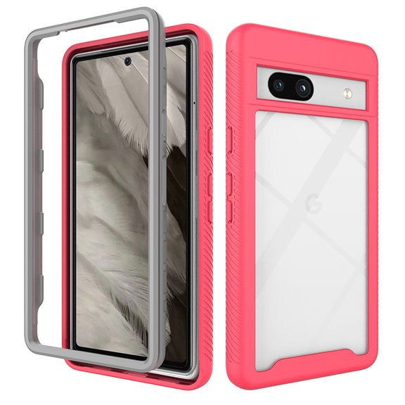 SaniMore for Google Pixel 7 Pro Two-Layer Structure Transparent Case, Rugged Clear PC Back & TPU Bumper [Not Yellowing Technology] Full Body Protective Case for Pixel 7 Pro 2022, Pink