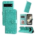 thumbnail image 1 of SaniMore for Google Pixel 7 Pro Wallet Case, Shockproof PU Leather Stand Cover with Card Slot Flip Kickstand Embossed Flower Magnetic Clasp Wrist Strap for Google Pixel 7 Pro, Green, 1 of 9