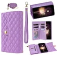 thumbnail image 1 of SaniMore for Google Pixel 7 Wallet Case, PU Leather Wrist Shoulder Strap Flip Stand Card Slots RFID Blocking Zipper Purse Shockproof Anti-fall TPU Inner Shell Flip Folio Protective Cover, Purple, 1 of 12