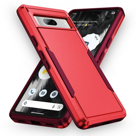 SaniMore for Google Pixel 7A 6.1-inch Case, Military Grade Drop Protection Slim Hard PC + Shock Absorption TPU Bumper Dual-Layer Shockproof Anti-Scratch Cover for Google Pixel 7A, Red