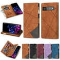 thumbnail image 1 of SaniMore for Google Pixel 7A Case with Card Slot, for Samsung Z Fold 5 [Zipper Pocket] Line Stitching Wallet Stand PU Leather Folio Flip Kickstand + Hand Strap Protective Shell, Brown, 1 of 7