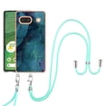 thumbnail image 1 of SaniMore for Google Pixel 7A Case, Marble Pattern 3 in 1 Heavy Duty Shockproof Full Body Hard PC IMD Bumper Crossbody Lanyard Women Girls Shockproof Cover for Google Pixel 7A, Green, 1 of 7