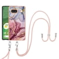 thumbnail image 1 of SaniMore for Google Pixel 7A Case, Marble Pattern 3 in 1 Heavy Duty Shockproof Full Body Hard PC IMD Bumper Crossbody Lanyard Women Girls Shockproof Cover for Google Pixel 7A, Rose-Carmine, 1 of 7