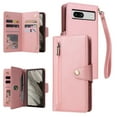 thumbnail image 1 of SaniMore for Google Pixel 7A Case, PU Leather 2 in 1 Zipper Wallet Removeable Wrist Strap Card Slots Cash Pocket Kickstand Shockproof Anti-fall Full Protective Shell For Google Pixel 7A, Rosegold, 1 of 15