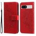 thumbnail image 1 of SaniMore for Google Pixel 7A Case with Wrist Strap, Fashion Flower Embossing Design for Girls/Women, Dual Magnet Card Holder Wallet Cover Kickstand Shockproof for Google Pixel 7A, Red, 1 of 9