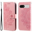 thumbnail image 1 of SaniMore for Google Pixel 7A Case with Wrist Strap, Fashion Flower Embossing Design for Girls/Women, Dual Magnet Card Holder Wallet Cover Kickstand Shockproof for Google Pixel 7A, Rosegold, 1 of 9