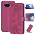 thumbnail image 1 of SaniMore for Google Pixel 7A Wallet Case, PU Leather Embossed Flower Adjustable Stand Card Slots Cash Pocket Business Shell Styllish Full Protective Shockproof Anti-drop TPU Retro Design, BlRose, 1 of 9