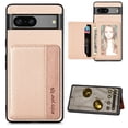 thumbnail image 1 of SaniMore for Google Pixel 8 (6.2" 2023) Case, PU Leather Carbon Fibre Pattern, Flip Wallet Card Slots RFID Blocking Magnetic Car Mount Shockproof Anti-fall Protective Shell, Khaki, 1 of 10