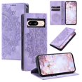 thumbnail image 1 of SaniMore for Google Pixel 8 Case, PU Leather Embosed Mandala Flower Wallet Protective Phone Cover Card Slots Pocket Purse Women Men Kickstand Vintage Shockproof Anti-fall Shell, Purple, 1 of 10